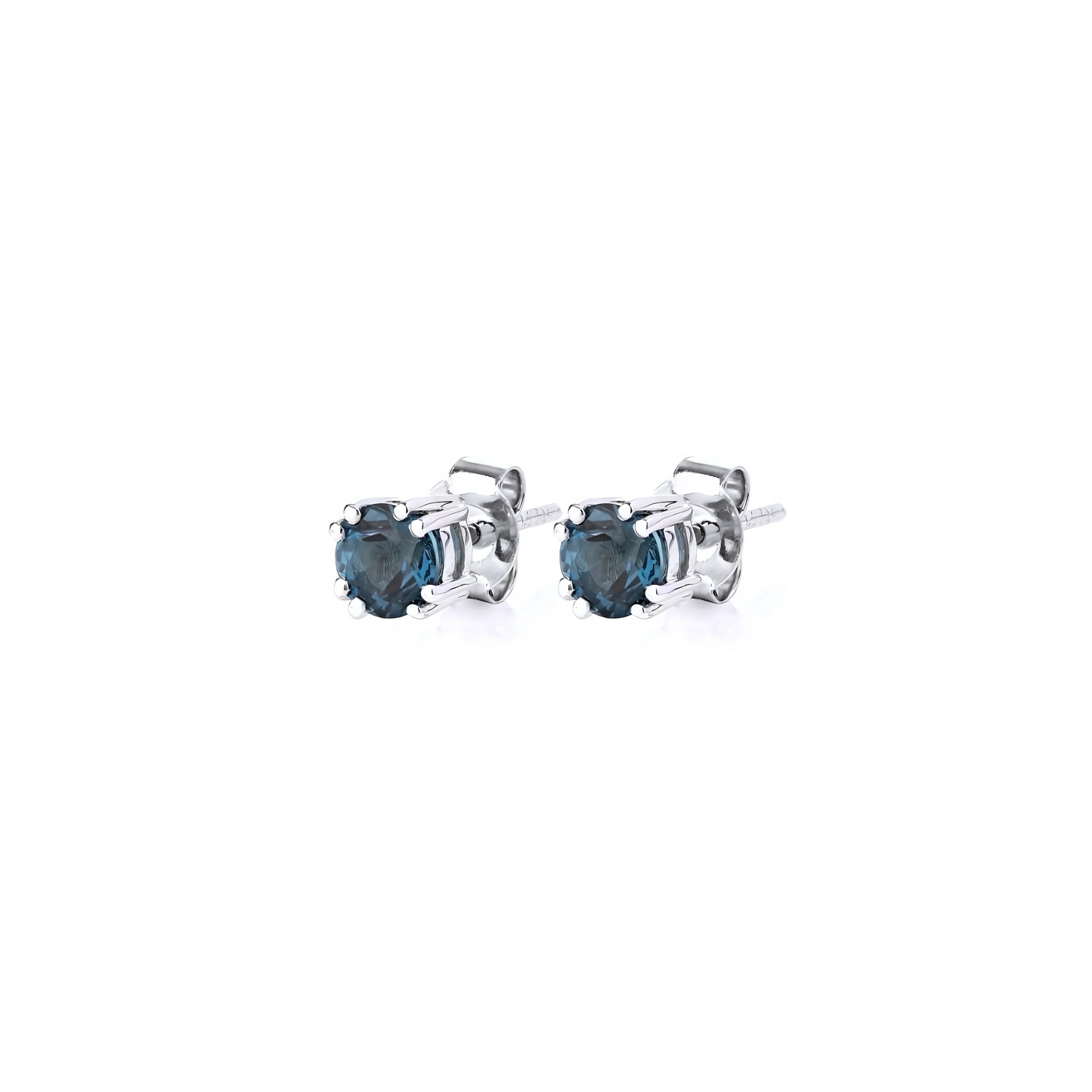 Silver London Blue Topaz Stud Earrings