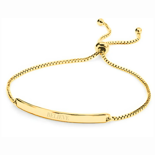 Yellow Gold Engravable ID Adjustable Slider Bracelet