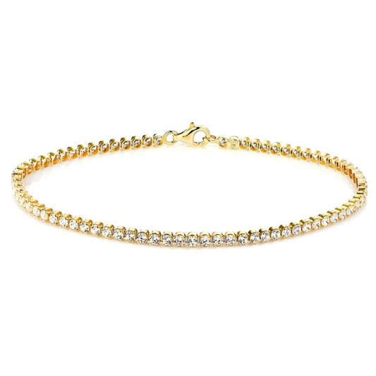 Gold-Plated Tennis Bracelet with Cubic Zirconia