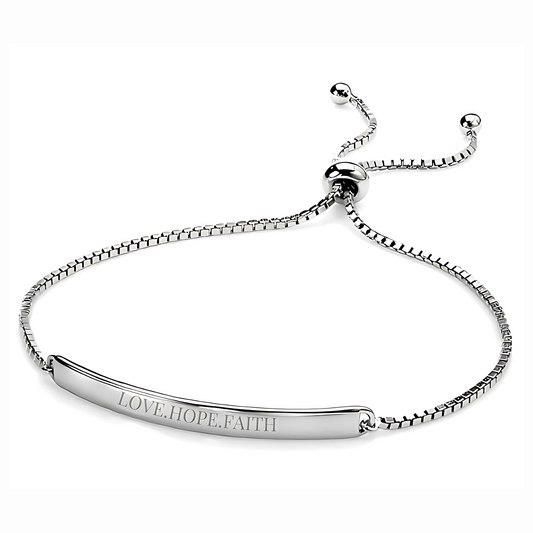 Silver Engravable ID Adjustable Slider Bracelet