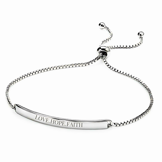 Silver Engravable ID Adjustable Slider Bracelet