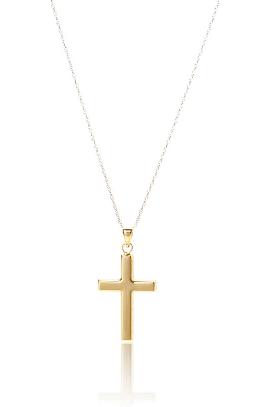 9ct Yellow Gold Cross Pendant Necklace – 46cm - RubyJade 