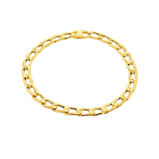 9 Carat Yellow Gold Polished Curb Bracelet - 21cm, 6mm