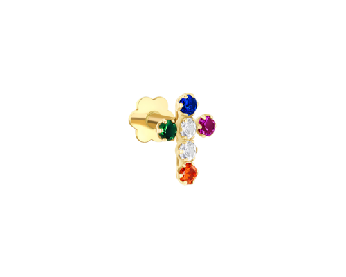 Gold CZ Cross Labret Stud - RubyJade 