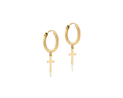 Gold Cross Sleeper Hoop Earrings - RubyJade 