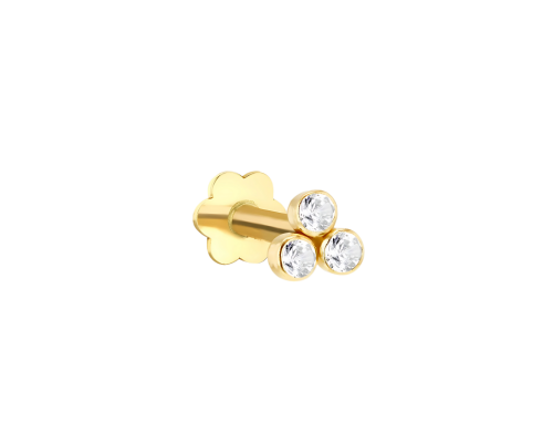 Gold CZ Labret Stud Earring