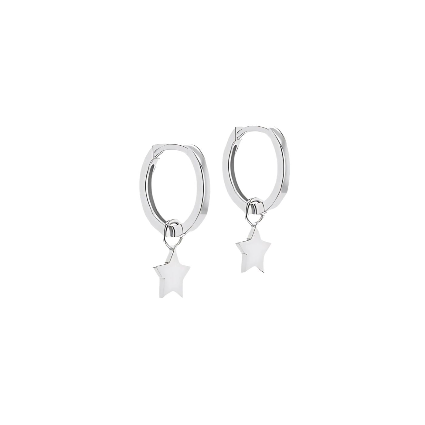 Silver Star Huggy Earrings