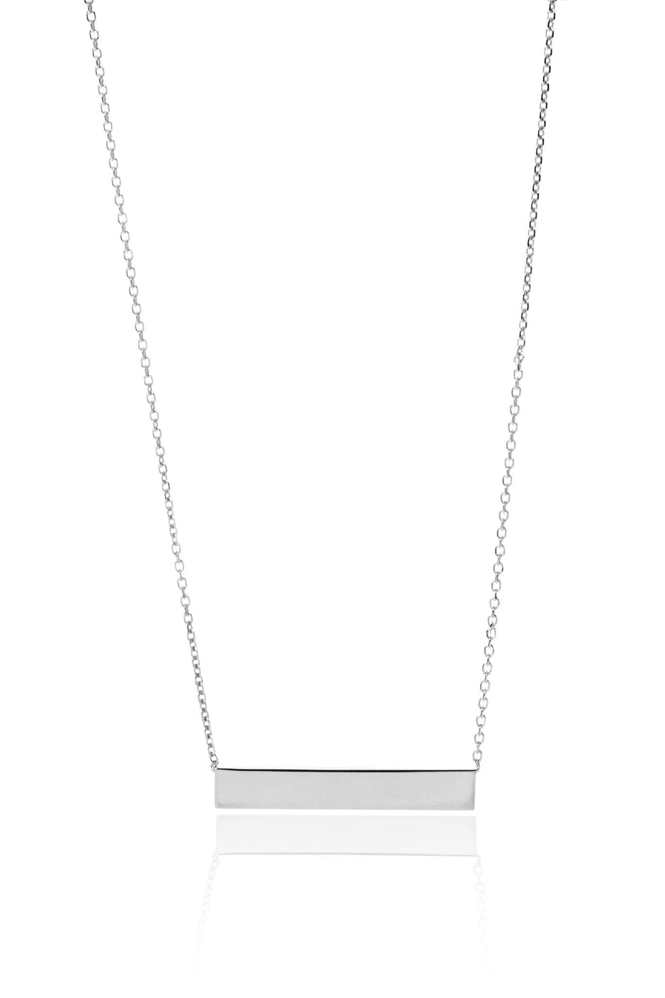 Engravable ID Horizontal Bar Necklace in 925 Sterling Silver