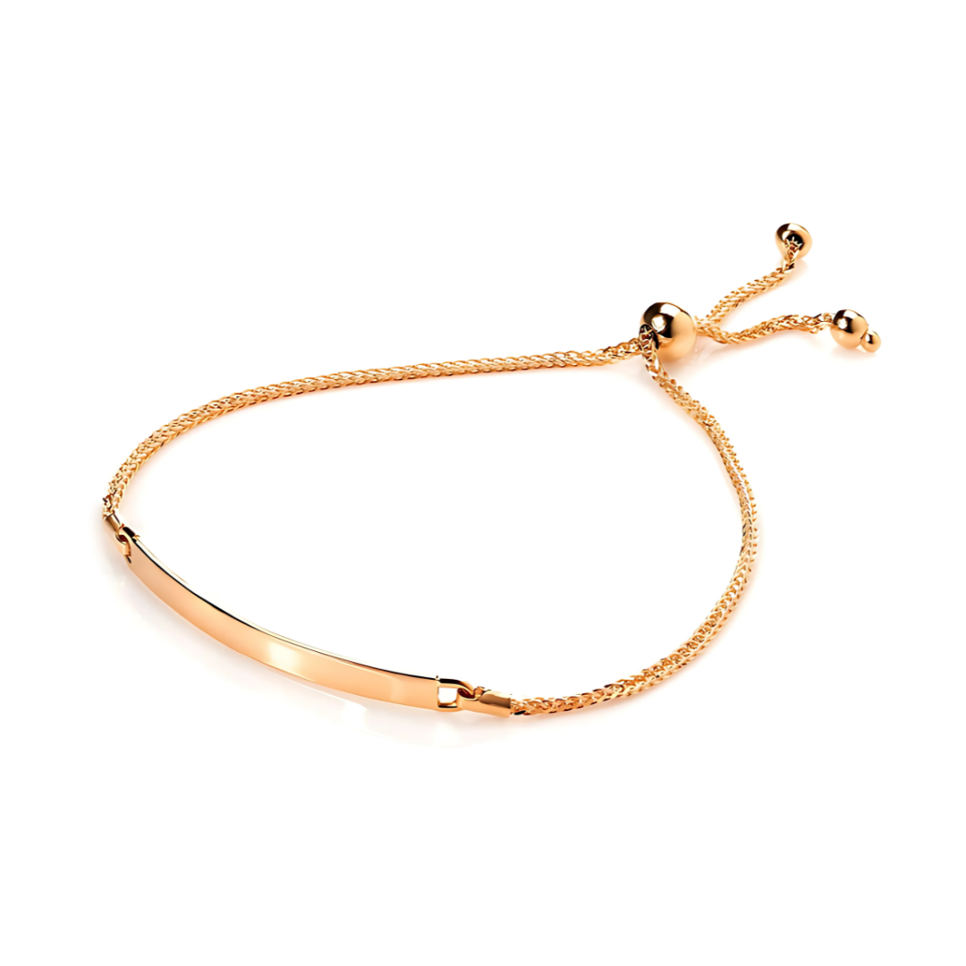 Rose Gold Spiga Chain Adjustable Slider ID Bracelet