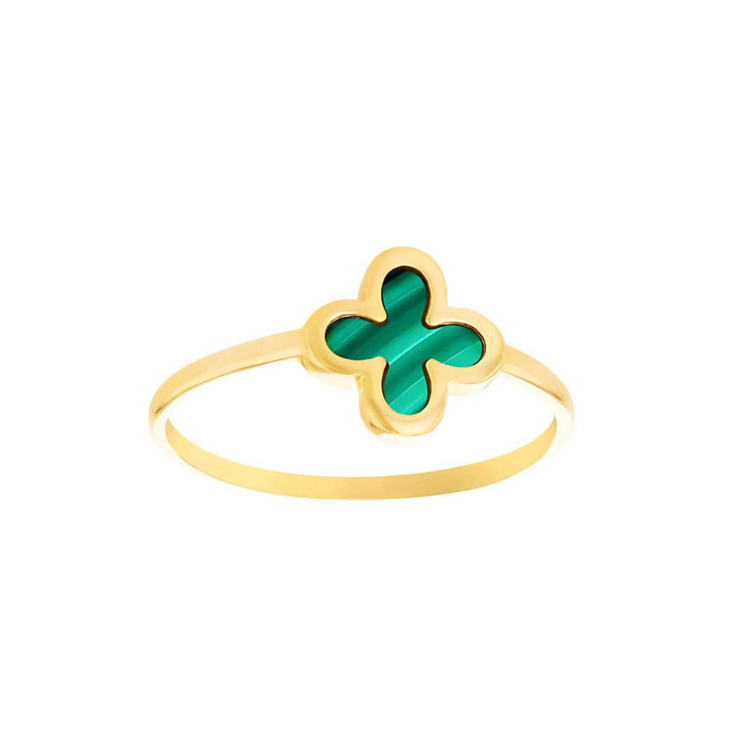 9 Carat Gold Malachite Petal Ring