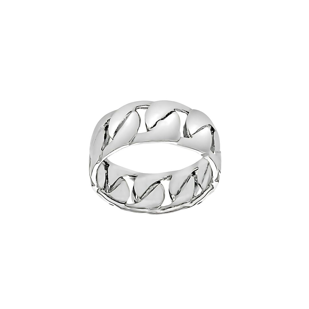 Sterling Silver 9mm Curb Chain Ring - RubyJade 