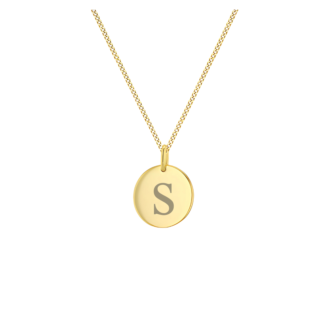 Gold Plated Sterling Silver Round Engravable Pendant