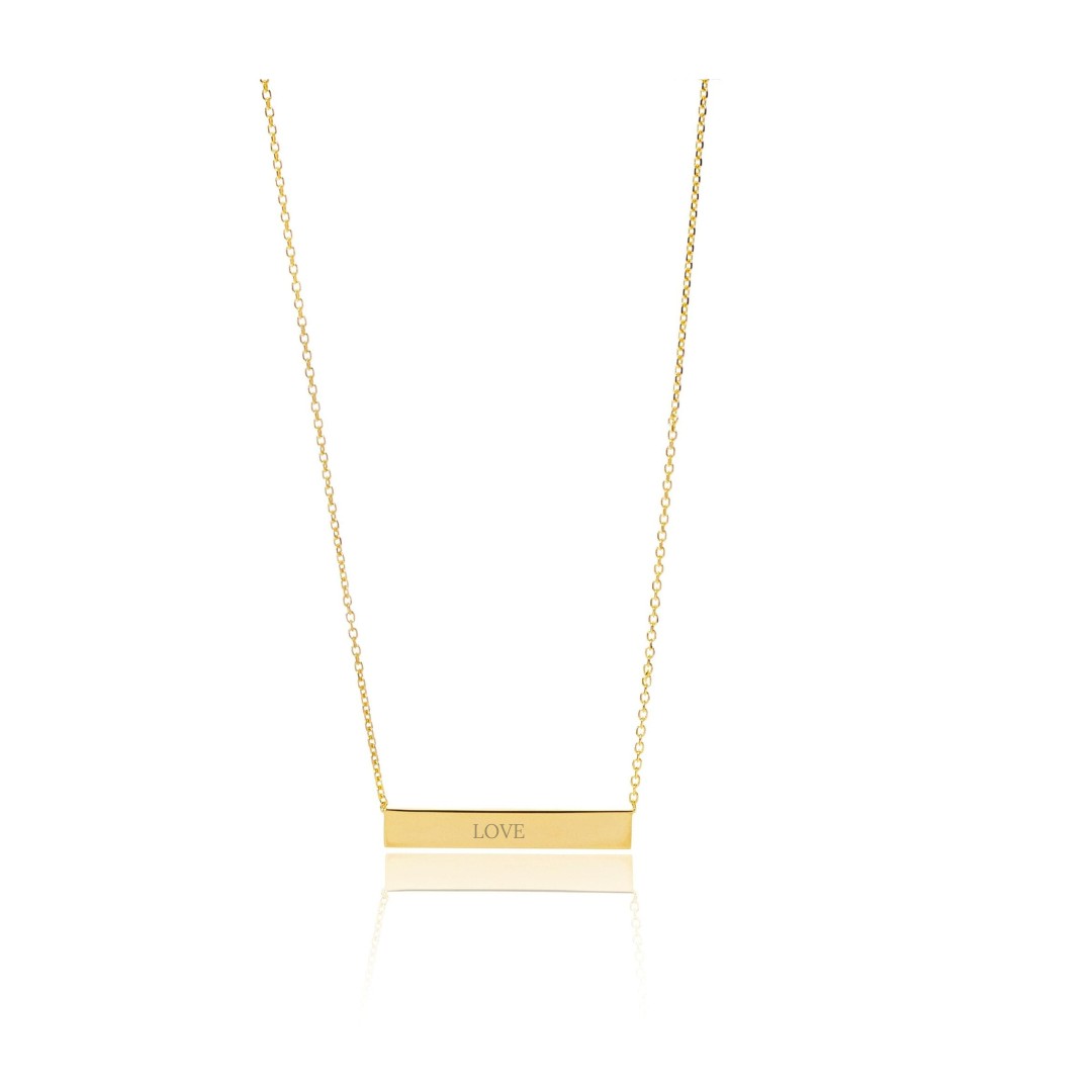 Engravable ID Horizontal Bar Necklace - RubyJade 