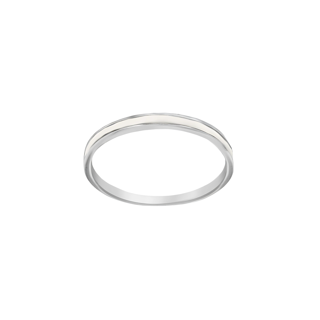 Silver White Enamel Band Ring