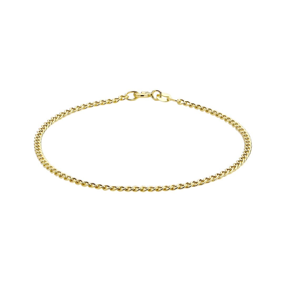 Gold 2mm Curb Chain Anklet – 24cm