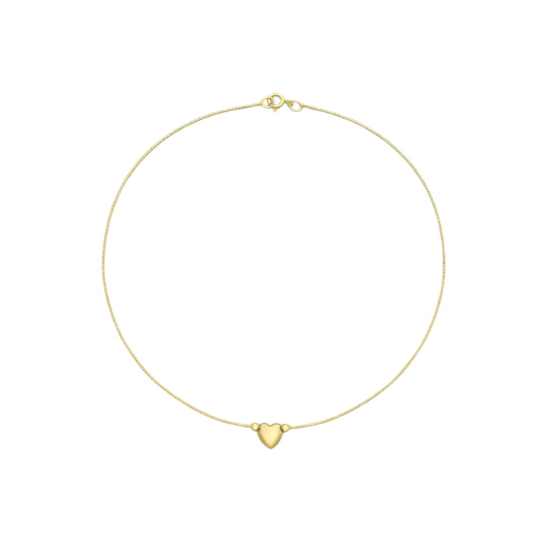 Gold Heart Box-Chain Anklet – 24cm