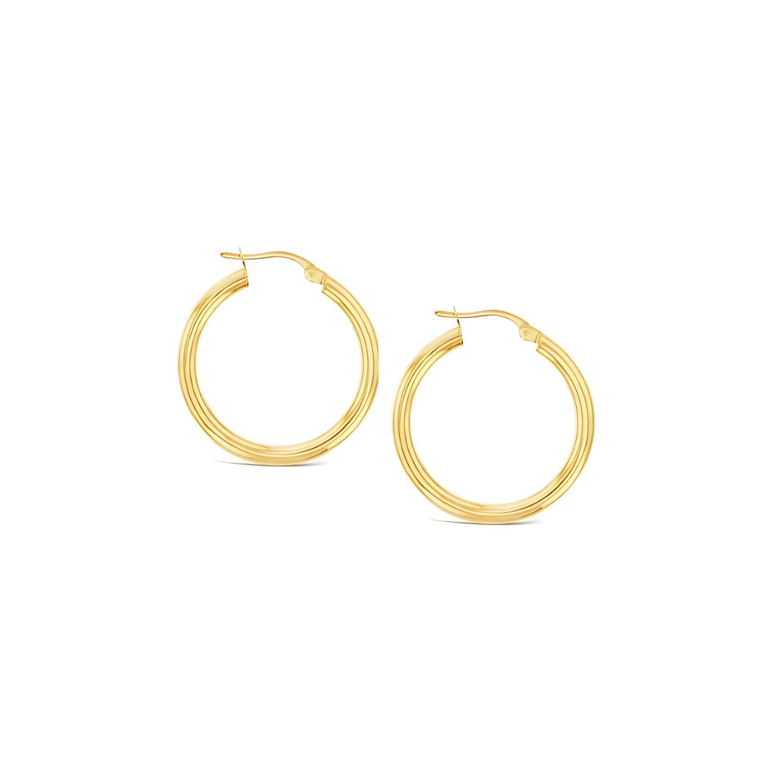 Gold 20mm Plain Hoop Earrings