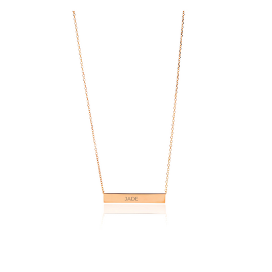 Engravable ID Horizontal Bar Necklace - RubyJade 