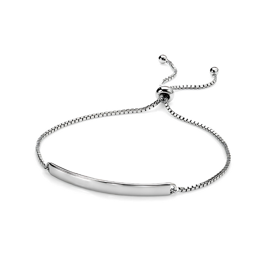 Silver Engravable ID Adjustable Slider Bracelet