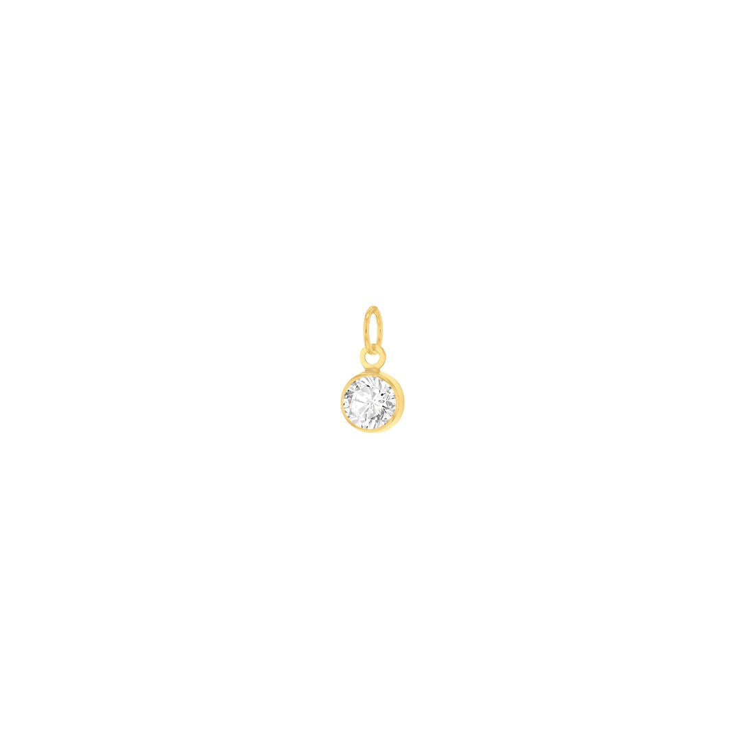 9ct Yellow Gold Mini 3.5mm Birthstone CZ Charm Pendant - RubyJade 