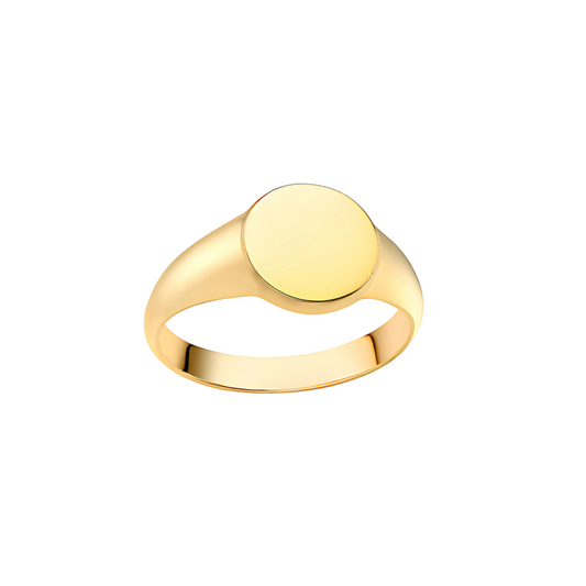 Gold Plain Round Signet Ring - RubyJade 