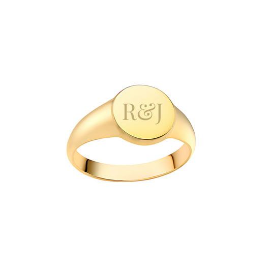 Gold Plain Round Signet Ring - RubyJade 