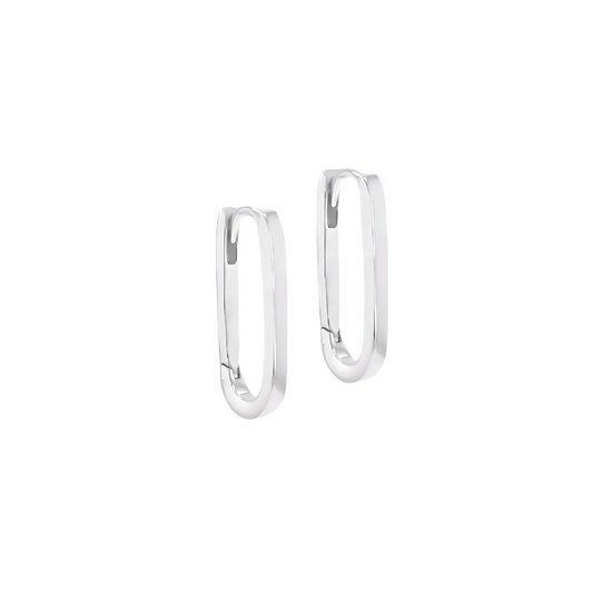 Sterling Silver Rectangular Hoop Earrings