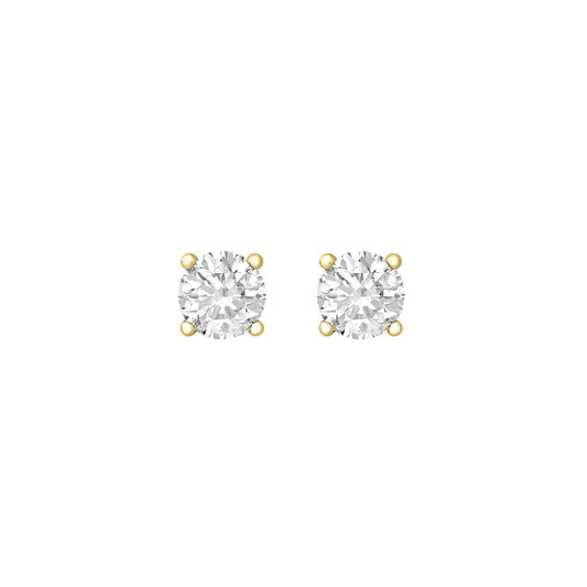 Sterling Silver Gold-Plated 5mm Cubic Zirconia Stud Earrings