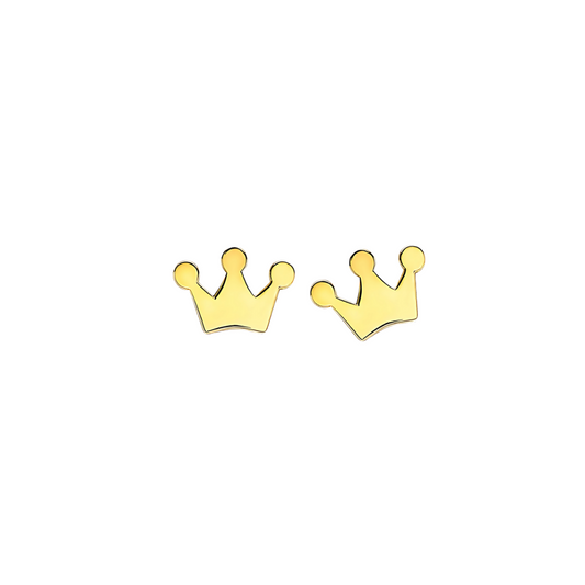 9ct Yellow Gold Crown Stud Earrings – 6.5mm x 4.5mm