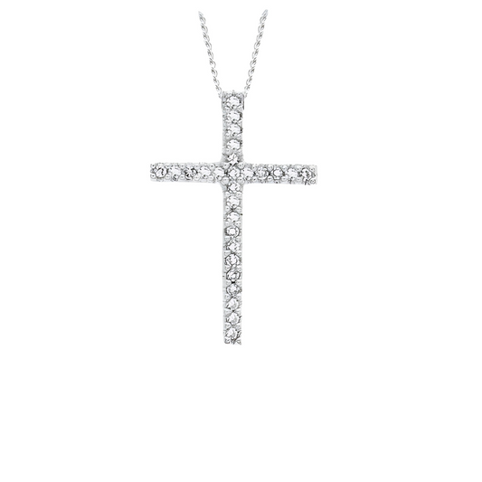 9ct White Gold Diamond Cross Slider Pendant - RubyJade 