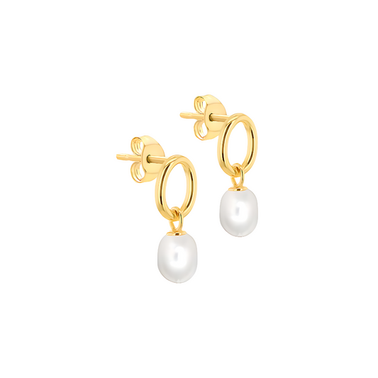 Oval Baroque Fresh Water Pearl Drop Earrings