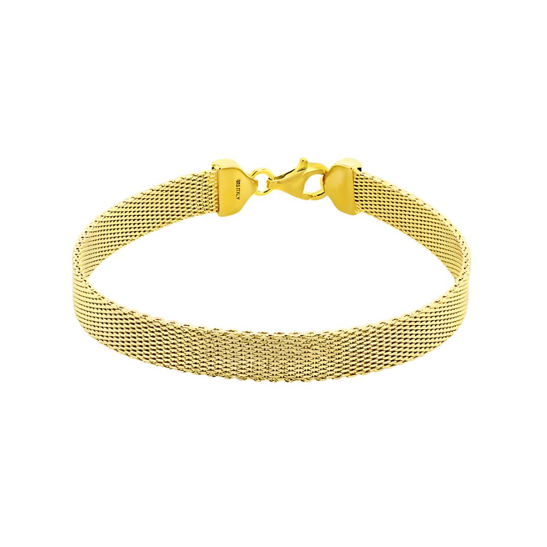 Sterling Silver Yellow Gold Plated 7.5mm Reversible Bracelet