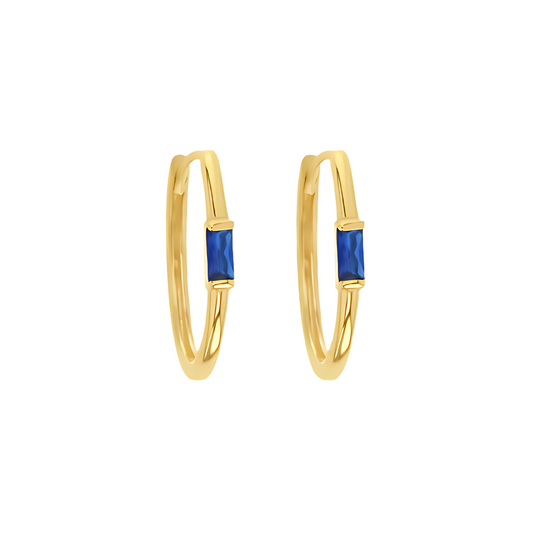 Created Sapphire Paperclip Huggie Earrings - RubyJade 