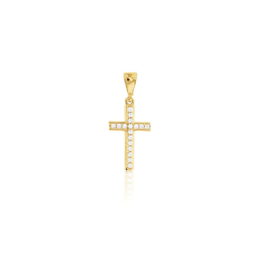 9 Carat Gold Cubic Zirconia Cross Pendant