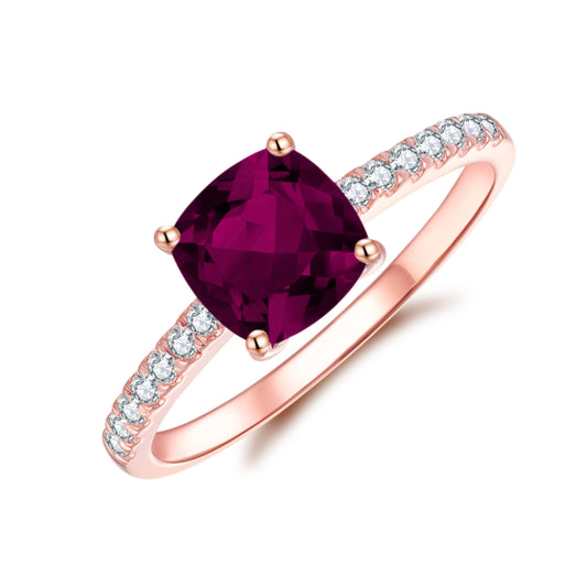 Custom-Made 9ct Gold Rhodolite Garnet and Diamond Ring - RubyJade 