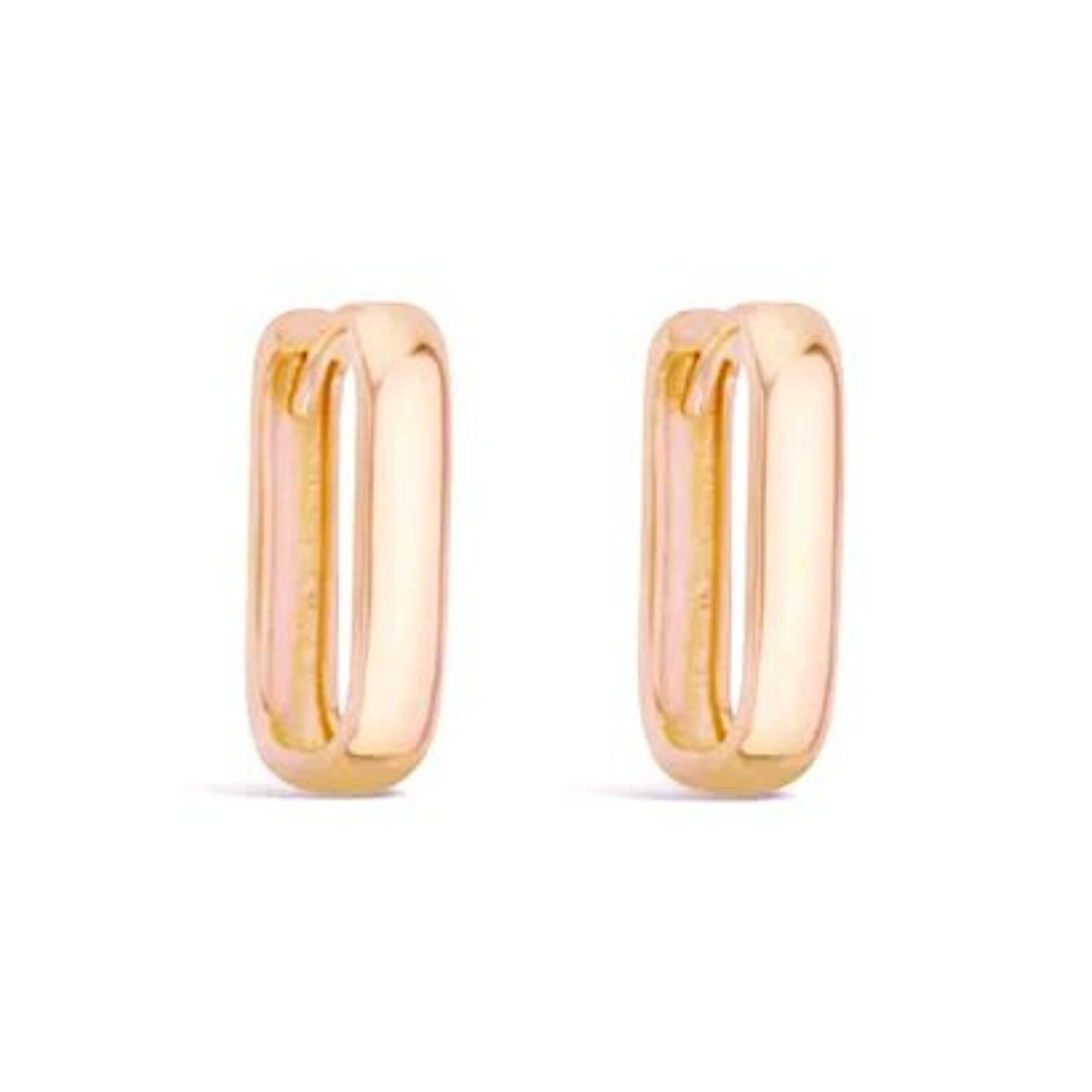 9 Carat Gold Paperclip Rounded Rectangle Huggie Earrings (12mm x 7mm)