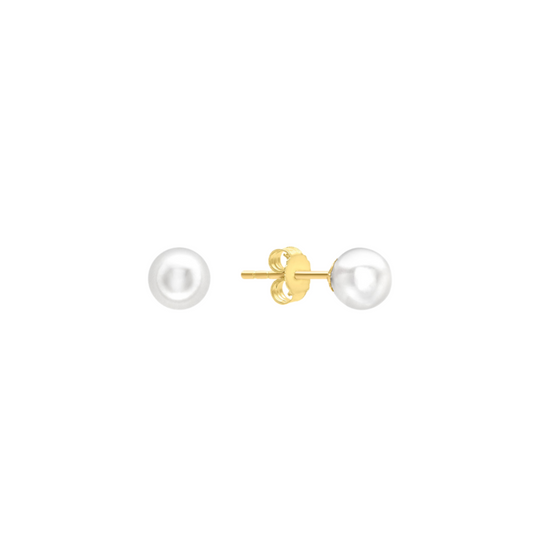 9ct Yellow Gold 5mm Freshwater Pearl Stud Earrings - Timeless Sophistication