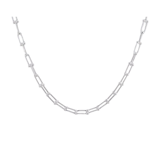 925 Sterling Silver 6.5mm Industrial Chain Necklace - 51cm Length, Polished Finish, Lobster Clasp