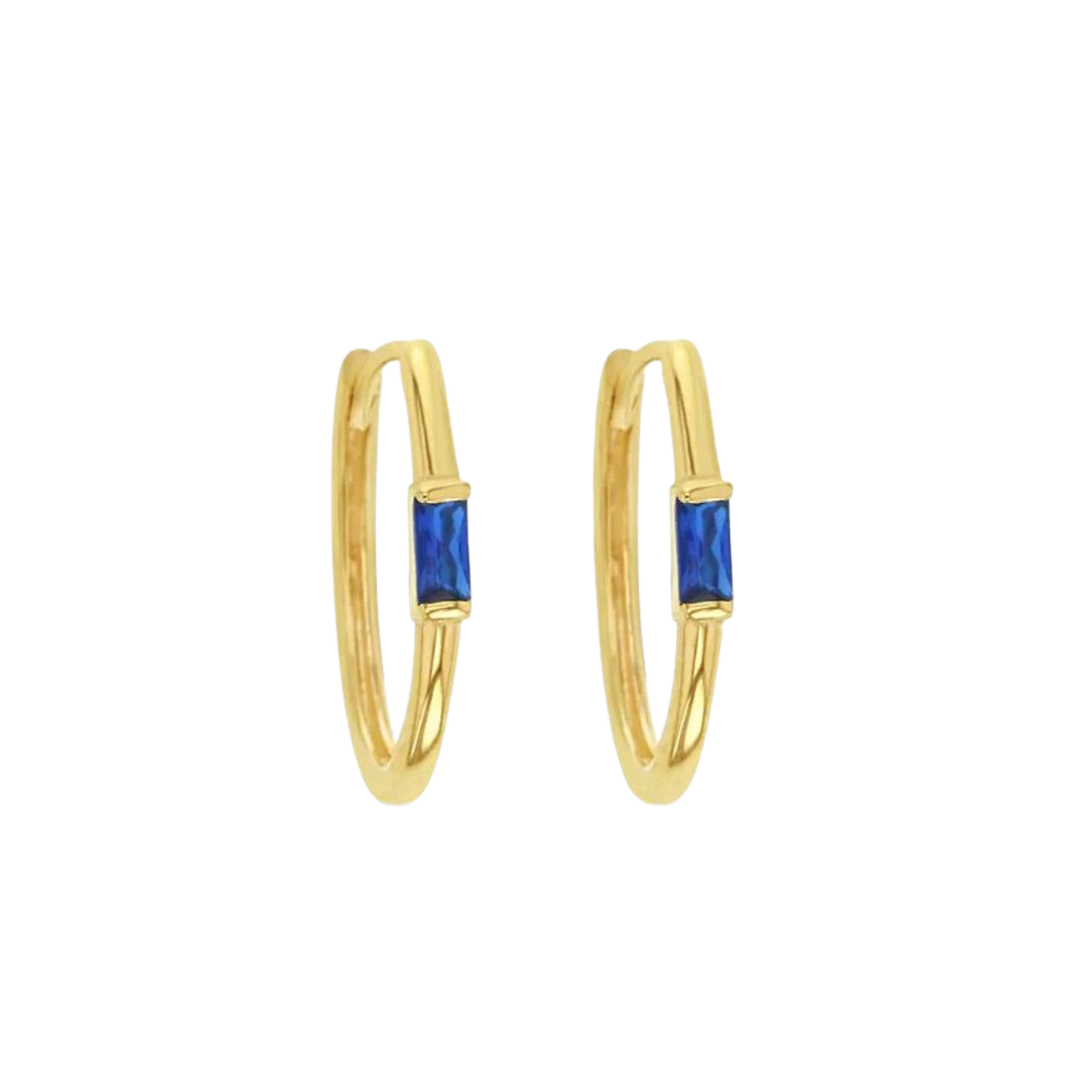9 Carat Yellow Gold Created Sapphire Paperclip Huggie Earrings