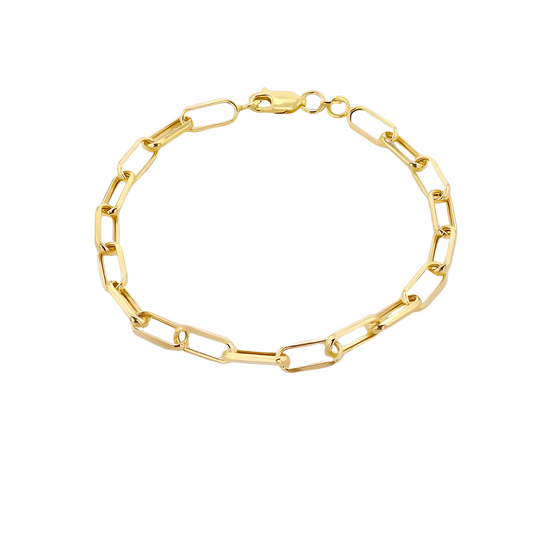 Timeless Elegance: 9ct Yellow Gold 4.6mm Hollow Faceted Paper Bracelet (19cm)