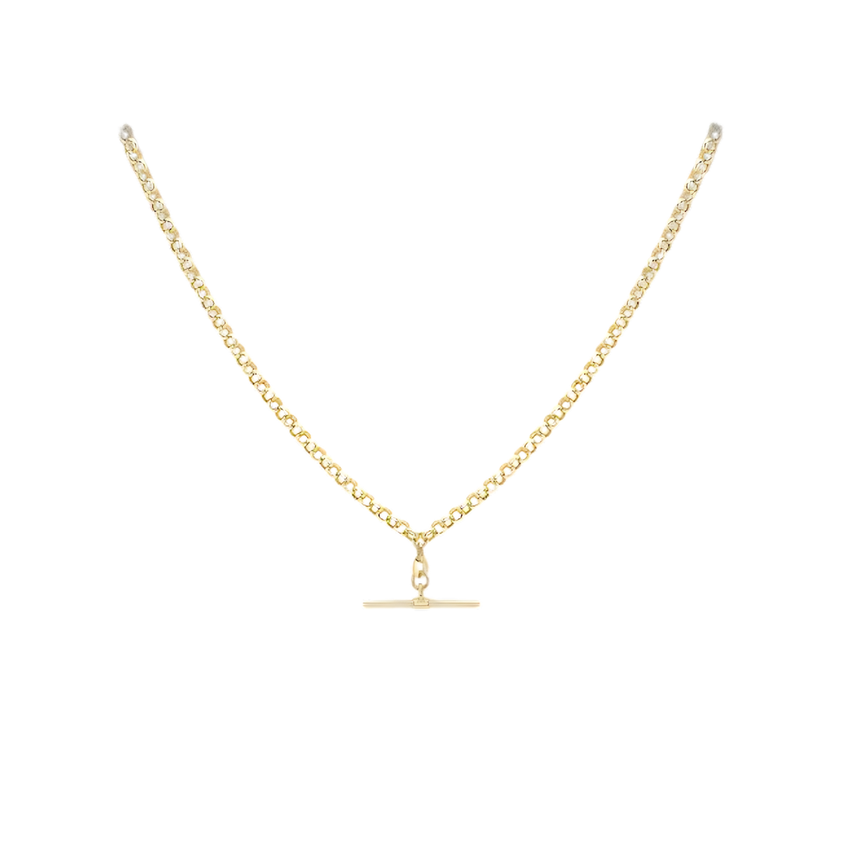9ct Yellow Gold T-Bar Belcher Chain Albert-Clasp Necklace: Timeless Elegance