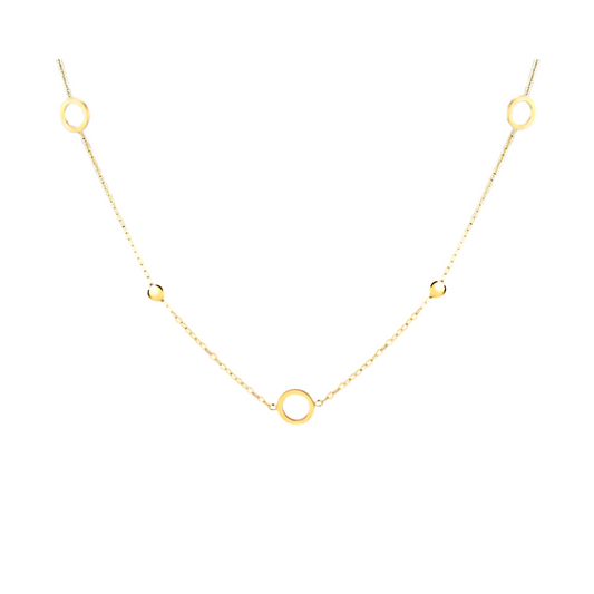 9ct Yellow Gold 46cm Circle and Bead Necklace: Timeless Elegance