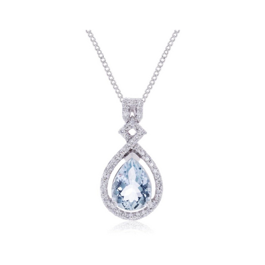 Radiant Aquamarine and Diamond Pendant in 9ct White Gold - Pure Elegance!