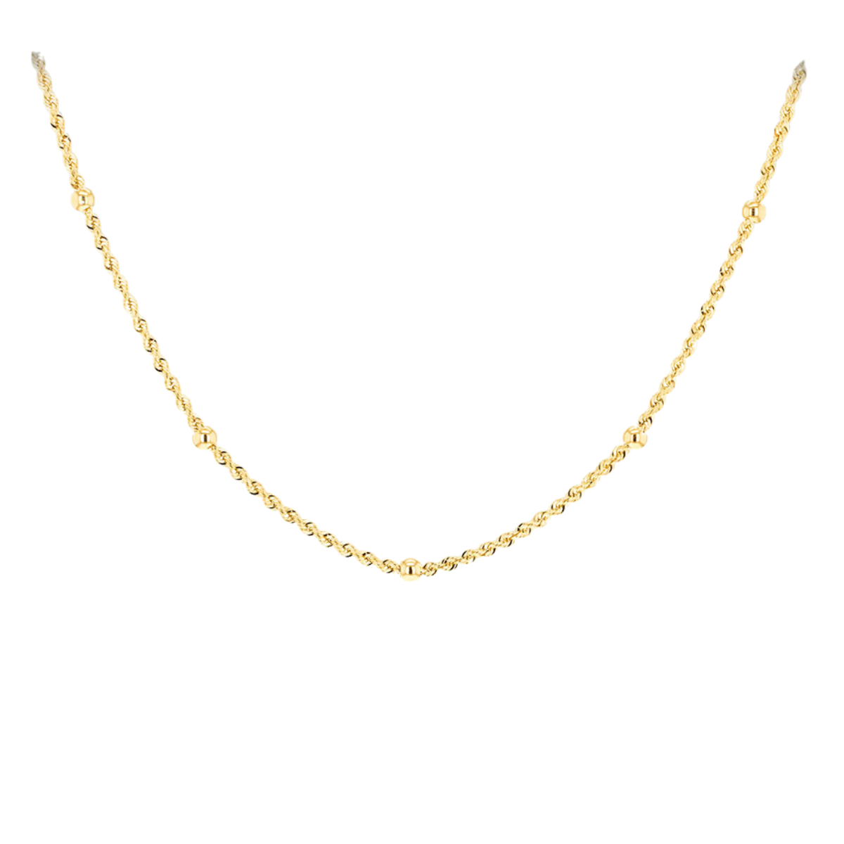 9ct Yellow Gold Rope and Balls Chain Necklace - Timeless Sophistication
