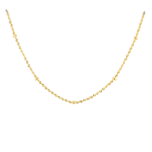 9ct Yellow Gold Rope and Balls Chain Necklace - Timeless Sophistication