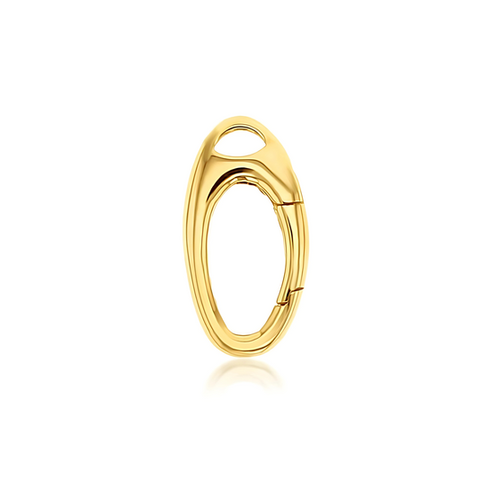 9ct Yellow Gold Oval Spring Push Connector - Medium