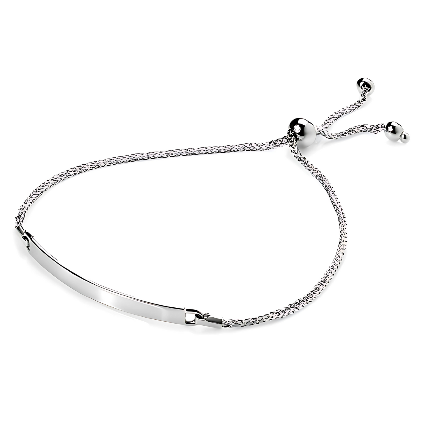 9ct White Gold Spiga Chain Adjustable ID Bracelet