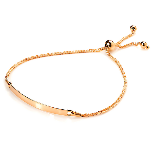 9ct Rose Gold Spiga Chain Adjustable ID Bracelet