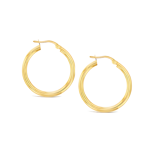 9ct Yellow Gold Plain Hoop Earrings