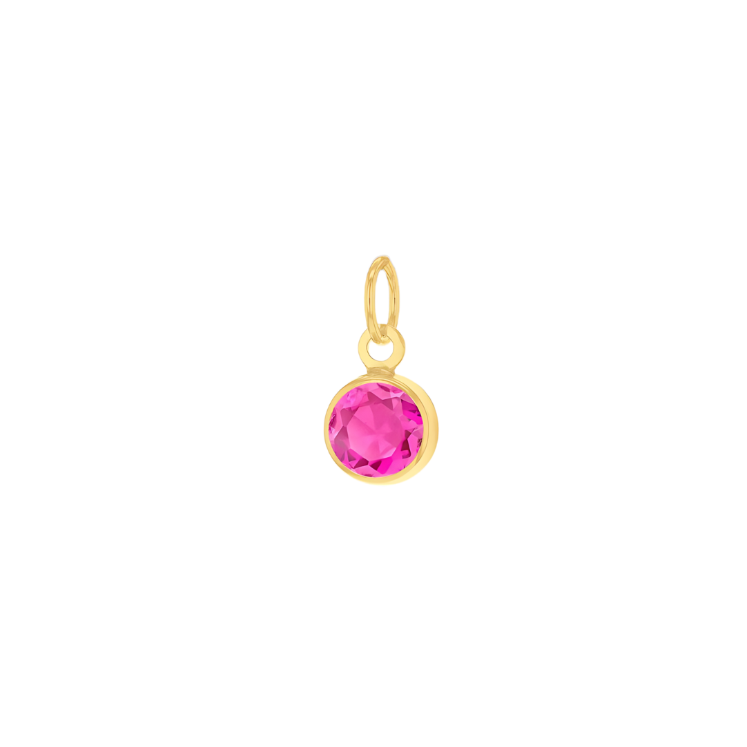 9ct Yellow Gold Mini 3.5mm Birthstone CZ Charm Pendant